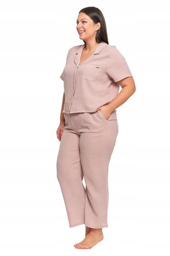 Moraj Długa Bardzo delikatna Piżama Damska z Muślinu Beżowa 5000-008 M na Arena.pl