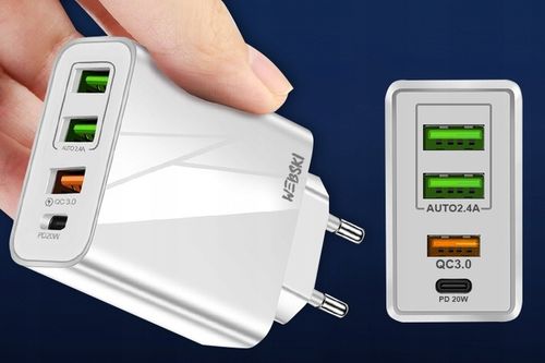 Bardzo Szybka ŁADOWARKA 4usb QC Power Delivery ŁADUJE 4 URZĄDZENIA NA RAZ na Arena.pl