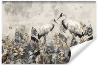Fototapeta Do Salonu ŻURAWIE Ptaki Liście Styl Retro 90cm x 60cm