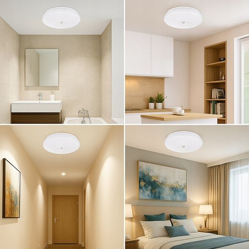 PLAFON LED LAMPA SUFITOWA PANEL 2xE27 czujnik ruchu PIR SUFITOWY na Arena.pl