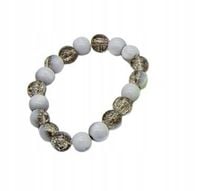 Bransoletka ze szklanych cieniowanych koralików szary, biały MF32483