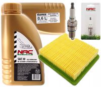 OLEJ DO KOSIARKI FILTR ŚWIECA NAC T375 T475 T575 T675 LONCIN WYSOKI FILTR