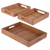 ZESTAW TAC DEKORACYJNYCH MDF 3 ELEMENTY DUŻA 39 X 29 X 5 CM BRĄZOWY