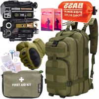 Wojskowy Zestaw Survivalowy Plecak Militarny Folia Rękawice Apteczka