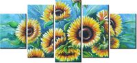 70CM 150CM OBRAZ 5 ELEM SŁONECZNIKI NIEBIESKIM ŚCIENNY