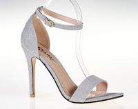 Sandały na obcasie szpilce 10,5 cm. srebrne brokatowe Rozmiar obuwia - 40