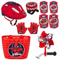 4x ochraniacze kask koszyk rękawiczki dzwonek wiatraczek Spiderman