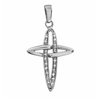 SREBRNY KRZYŻYK OZDOBNY Z CYRKONIAMI PRÓBA SREBRA 925