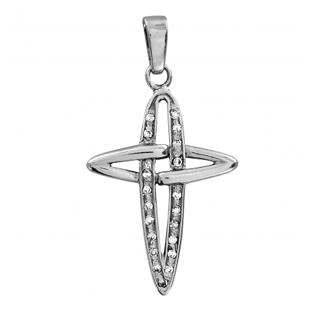SREBRNY KRZYŻYK OZDOBNY Z CYRKONIAMI PRÓBA SREBRA 925 zdjęcie 1