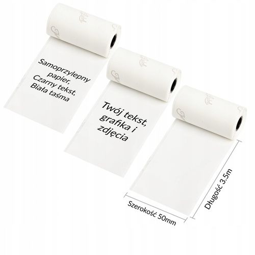 Biały papier termiczny do Phomemo M02 M0x 50mmx3,5m naklejki z klejem 3szt na Arena.pl