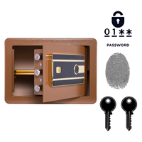 Pancerny Domowy Sejf Biometryczny Na Odcisk Palca 25x35x25 cm Brązowy