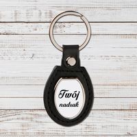 Brelok z czarnej skóry i metalu z Twoim zdjęciem