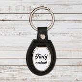 Brelok z czarnej skóry i metalu z Twoim zdjęciem