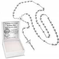 Srebrny Różaniec 925 Chrzest Komunia Grawer