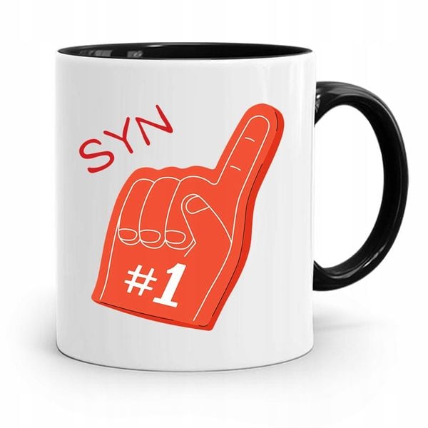 Kubek Czarny Prezent Dla Syna Syn Numer Jeden Z Nadrukiem Ze Zdjęciem zdjęcie 1