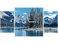 80X40CM ZEGAR JEZIORO MALIGNE ZIMĄ OBRAZ