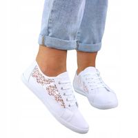 BIAŁE KORONKOWE TENISÓWKI TRAMPKI DAMSKIE SZNUROWANE MASTI 38