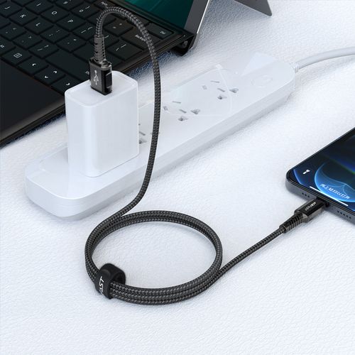kabel przewód mfi do iphone usb - lightning 2.4a 1.2m czarny na Arena.pl