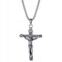 Naszyjnik Wisiorek męski Krzyż Jezus Chrystus Stal Chirurgiczna