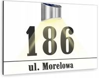 duża biała TABLICZKA ADRESOWA nierdzewna numer posesji 40x30 lampka led