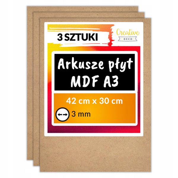 Płyta MDF do cięć laserem 420 x 300 x 3mm A3 x 3 zdjęcie 1