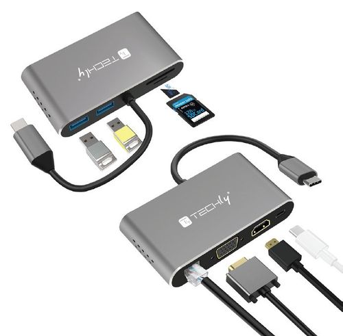 ADAPTER TECHLY USB-C MULTI HDMI/VGA/RJ45/USB-C PD/USB-A/MICROSD106169 na Arena.pl