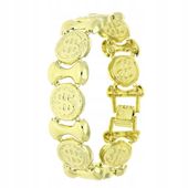 Bransoletka pozłacana 14K z monetami dolar 19,5 cm 18 mm