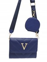 Victoria J. - torebka listonoszka portfelik przeszycia granatowy VJ-954