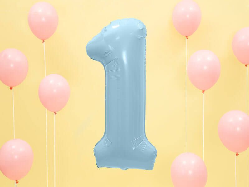 Balon foliowy cyfra 1 niebieski 86 cm zdjęcie 2