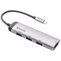 verbatim adapter hub usb-c - 4xusb-a 3.2 aluminiowy/aluminum 49147