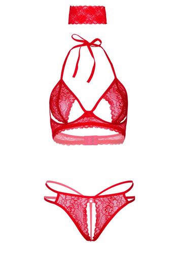 3Pc Bra, Panty And Blindfold Red na Arena.pl