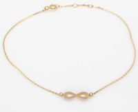 Złota Bransoletka Na Nogę Kostkę Łańcuszek Infinity Nieskończoność Prezent