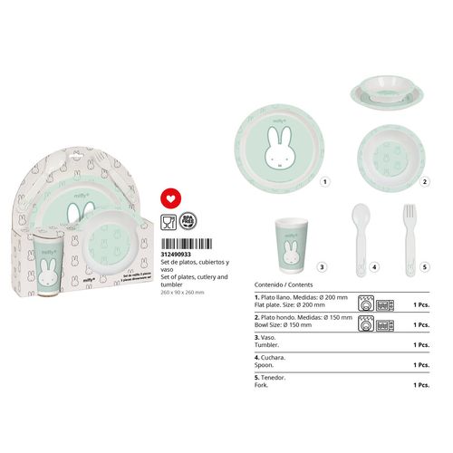 Zestaw naczyń dla dzieci Miffy Menta (5 Części) na Arena.pl