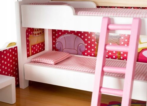 DOMEK DLA LALEK DREWNIANY DUŻY XXL OSLWITLENIE LED MEBLE BALKON na Arena.pl