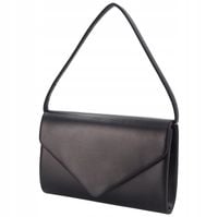 Skórzana czarna torebka wieczorowa kopertówka elegancka na wesele