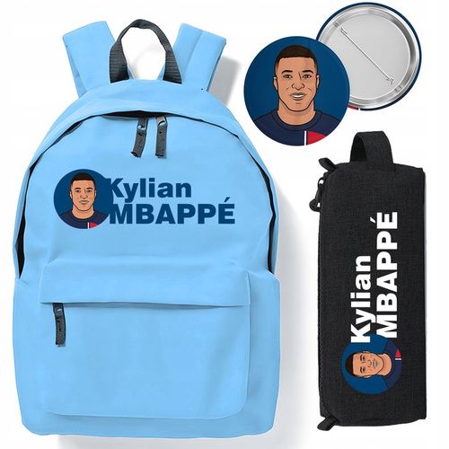 Zestaw do Szkoły Błękitny Plecak + Piórnik + Pin KYLIAN MBAPPE Piłkarz na Arena.pl