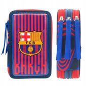 Piórnik szkolny FC Barcelona z wyposażeniem dla chłopca rozkładany potrójny