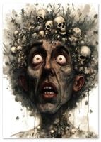 Plakat cyfrowy do wydruku portret z czaszkami