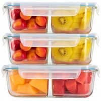 2 x LUNCHBOX POJEMNIK SZKLANY NA ŻYWNOŚĆ ZESTAW 3SZT DWUKOMOROWE HERMETYCZN