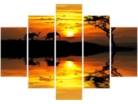 105CM 150CM OBRAZ 5 ELEM AFRYKA DRUK