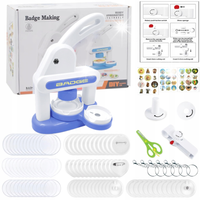 86 sztuk Badges Maker Machine Kit, z 3 kształtami odznak, niebieski