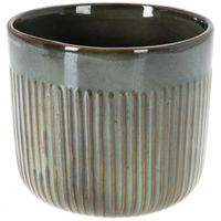 Doniczka Osłonka Porcelanowa Ozdobna Dekoracyjna Zielona VILDE 17 cm