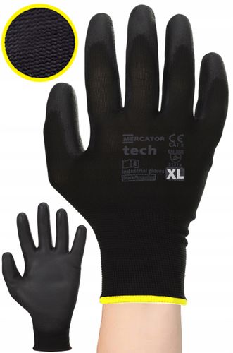 rękawice robocze mercator tech black+black pu - xl - 1 para na Arena.pl