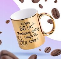 Kubek ZŁOTY ceramiczny super pomysł na prezent urodziny 50 lat 1974 rok