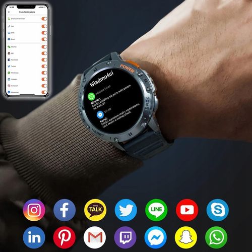 Zegarek Męski Smartwatch AMOLED IP68 530mAh Pomiary Rozmowy SMS Latarka PL na Arena.pl