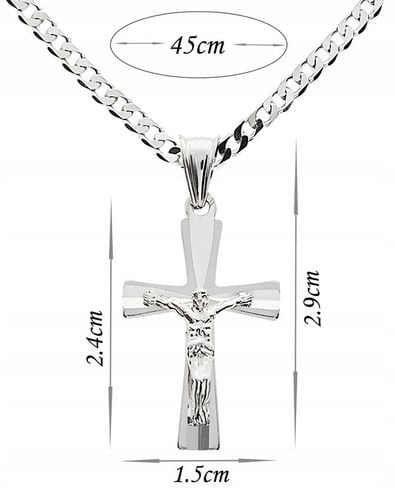 Łańcuszek srebrny 925 pancerka 45cm i krzyżyk prezent komunijny dla chłopca na Arena.pl