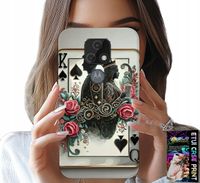 ETUI DO MOTOROLA MOTO E7 PLUS - KARTA KRÓL KRÓLOWA POKER KARTY + SZKŁO