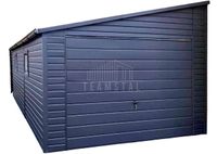 Garaż Blaszany 4x7m Brama uchylna 2x okno rynny Antracyt dach spad TS836