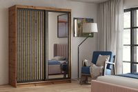 SZAFA PRZESUWNA Z LUSTREM DEST 120 DĄB ARISTAN + FRONT CZARNY