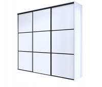 Wysoka Szafa Przesuwna 275cm Biała Czarne paski Maxi h-245 cm